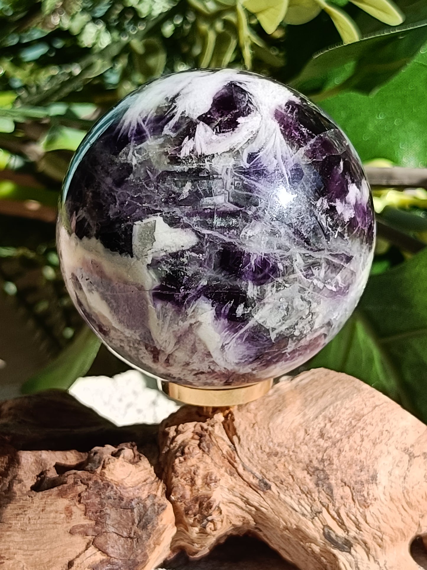Feather Fluorite Sphere #B9 – Clarity, Flow and Divine Protection