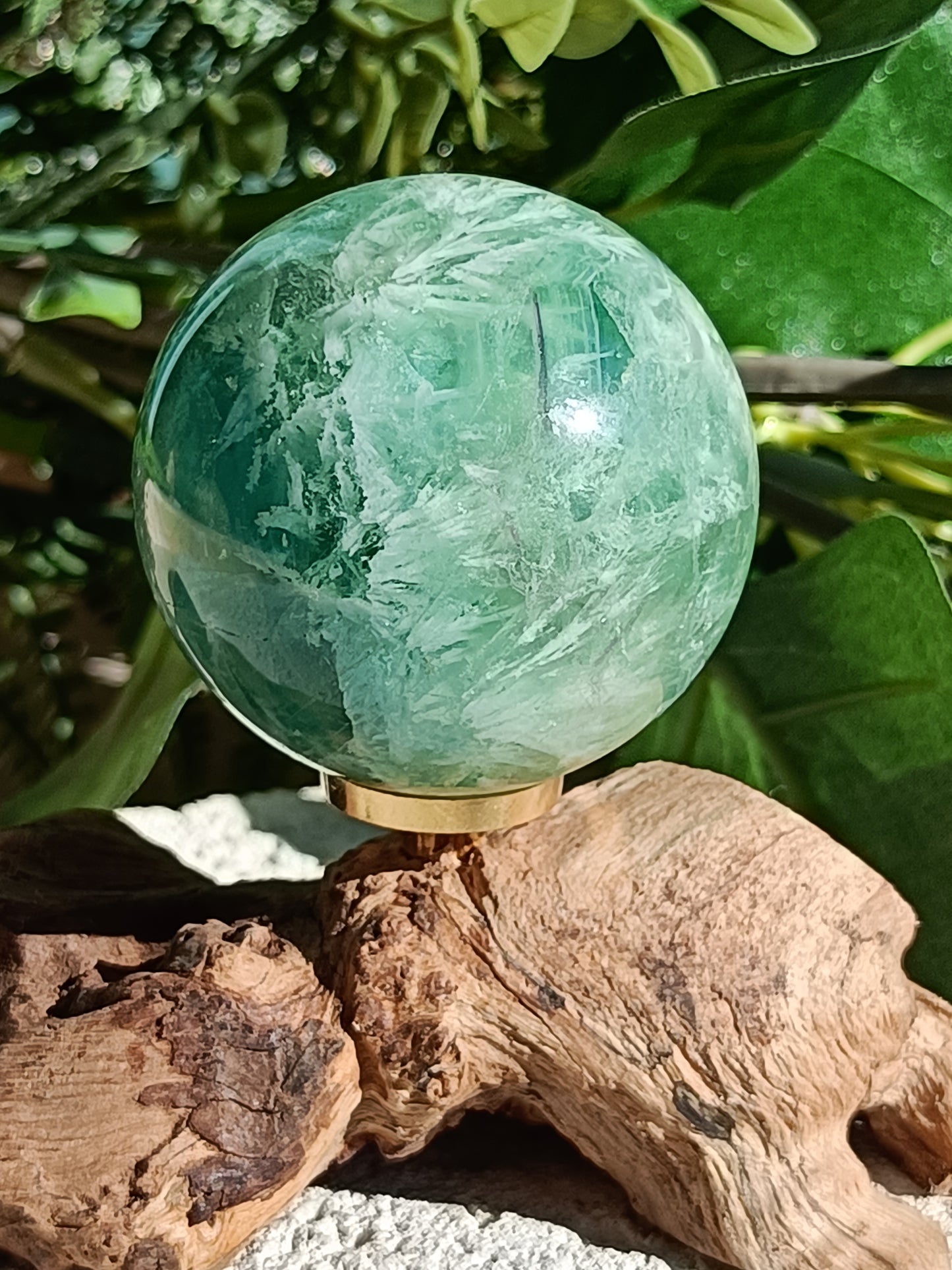 Feather Fluorite Sphere #C3 – Clarity, Flow and Divine Protection