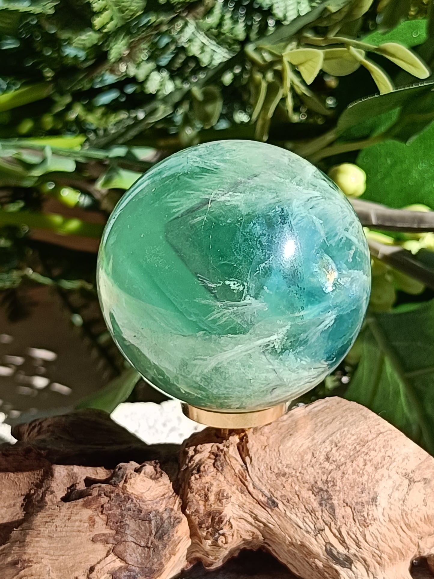 Feather Fluorite Sphere #C3 – Clarity, Flow and Divine Protection