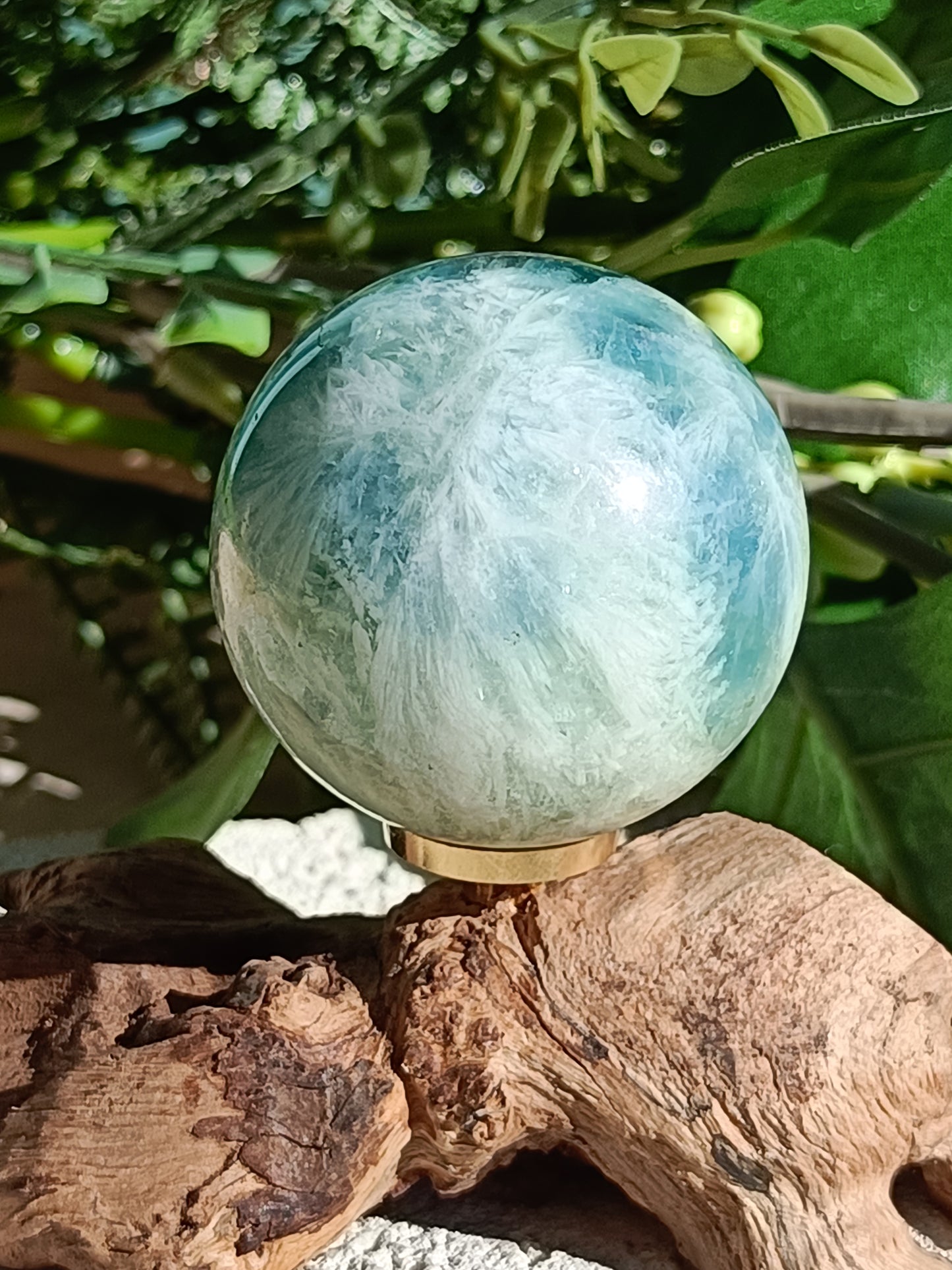 Feather Fluorite Sphere #C4 – Clarity, Flow and Divine Protection