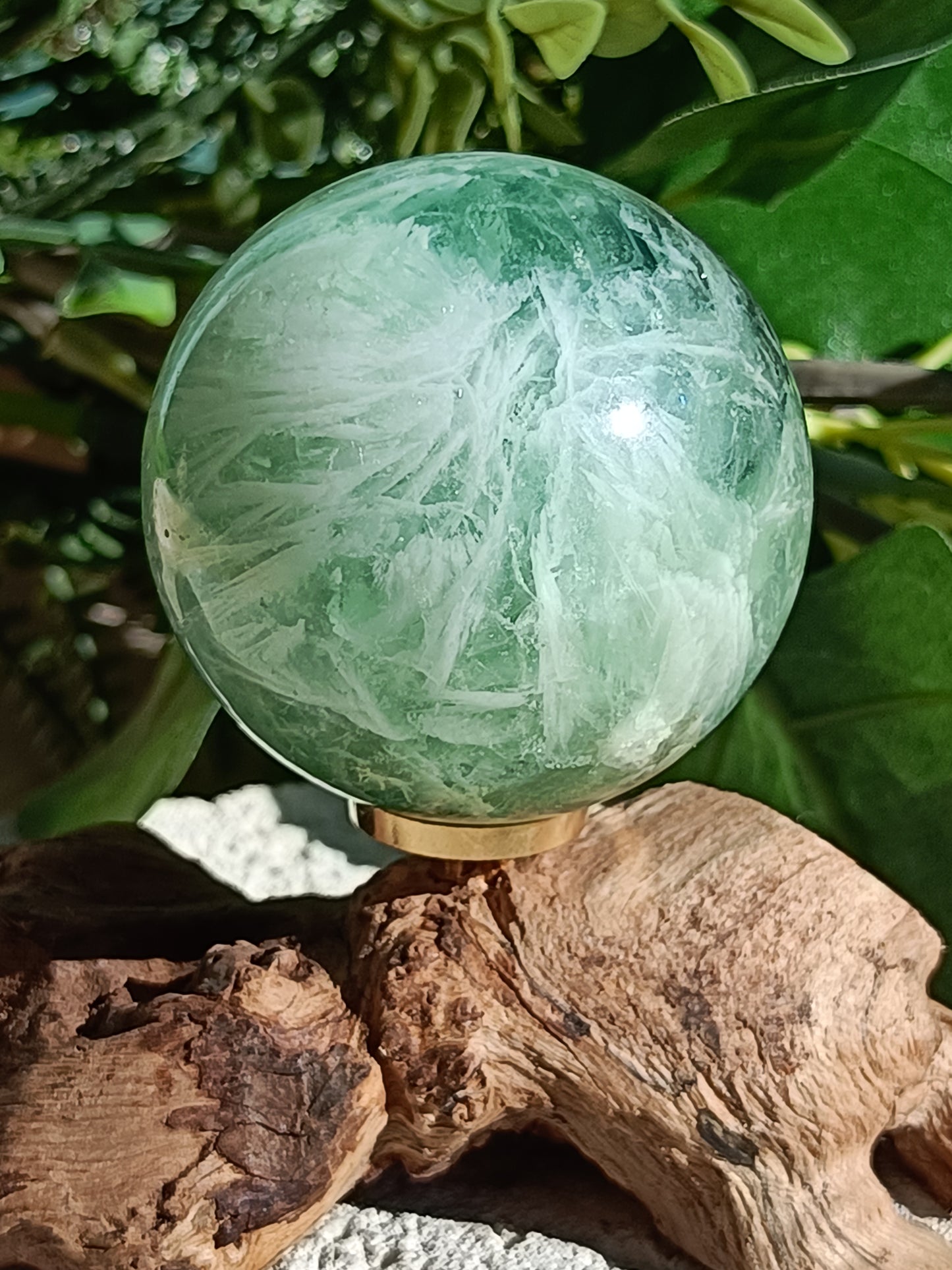 Feather Fluorite Sphere #C1 – Clarity, Flow and Divine Protection