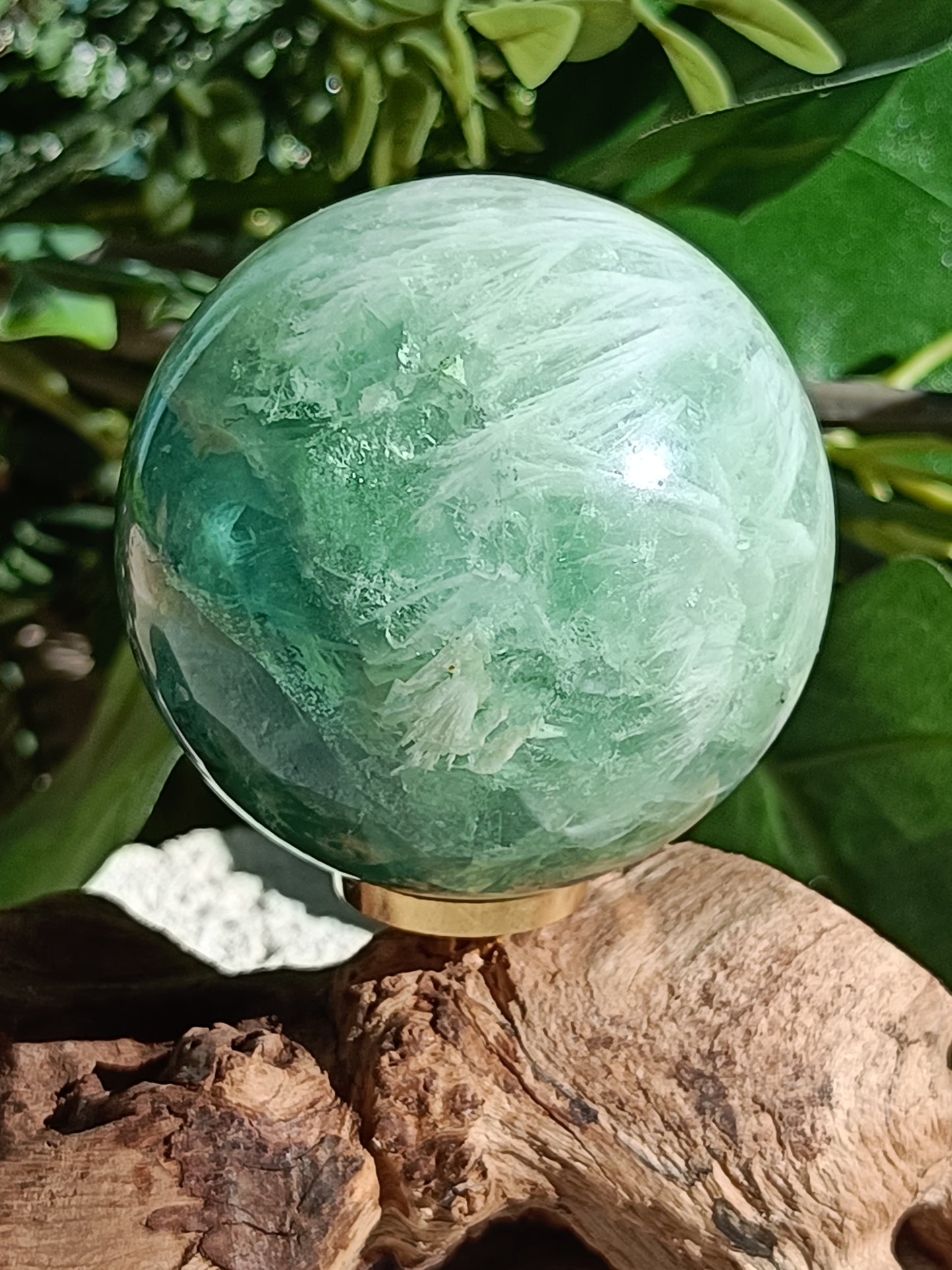 Feather Fluorite Sphere #C1 – Clarity, Flow and Divine Protection