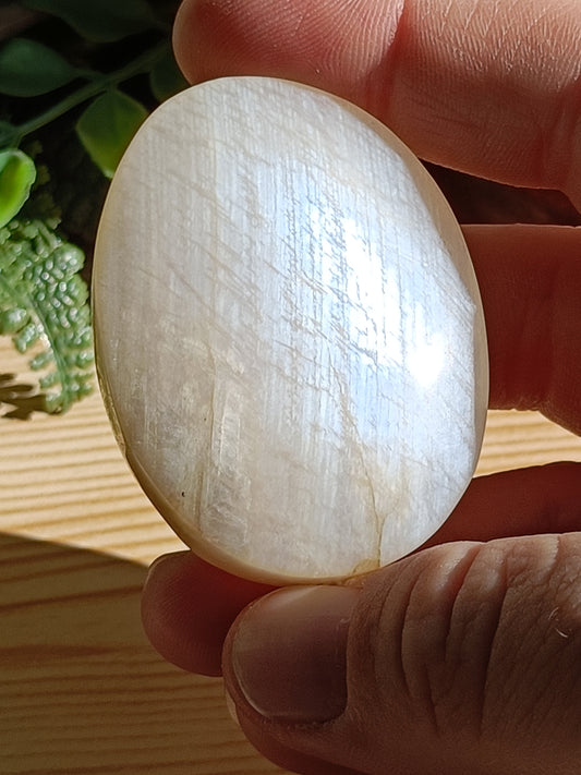Moonstone Palm Stone #D7 – Crystal for Intuition, Emotional Balance & New Beginnings | Third Eye & Crown Chakra Stone