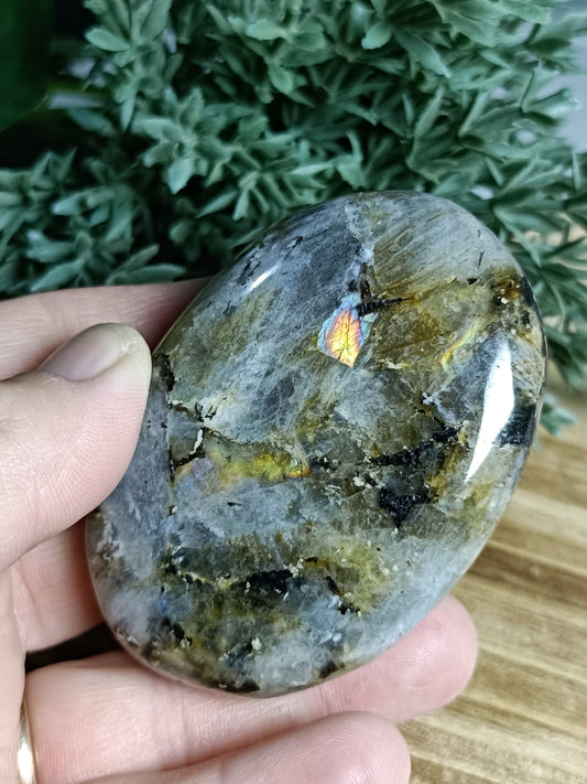 Labradorite Palm Stone #E7 – Crystal for Protection, Intuition & Transformation | Third Eye & Crown Chakra Stone