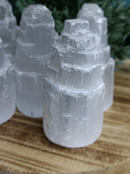 5cm Selenite Tower #A1 – Crystal for Cleansing, Clarity & Spiritual Connection | Crown Chakra Stone for Energy Clearing & Light Alignment