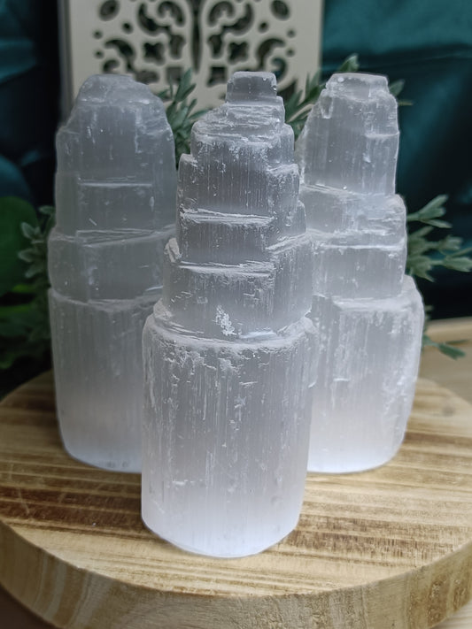 10cm Selenite Tower #A2 – Crystal for Cleansing, Clarity & Spiritual Connection | Crown Chakra Stone for Energy Clearing & Light Alignment