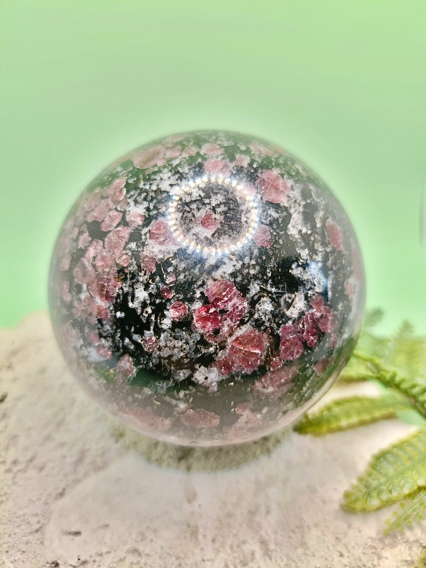 Garnet in Arfvedsonite Sphere #55 – Manifestation, Grounding and Inner Power
