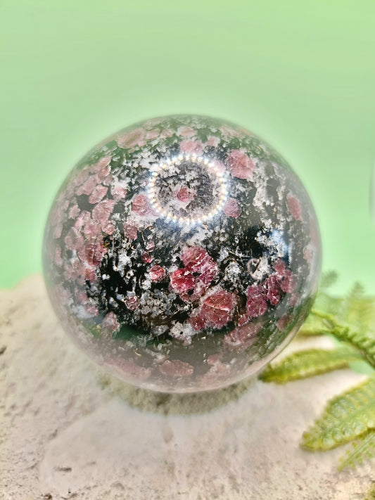 Garnet in Arfvedsonite Sphere #55 – Manifestation, Grounding and Inner Power